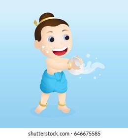 Children playing Songkran
