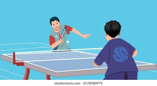 Children playing table tennis kid playing table tennis outdoor sport boy playing game