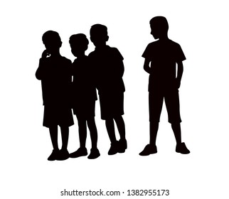 children playing together, silhouette vector
