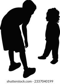 Kinder, die zusammen spielen, Silhouette, Vektorgrafik