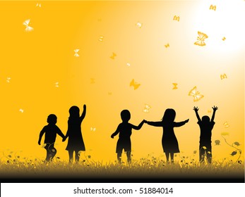 Children playing. Vector illustration