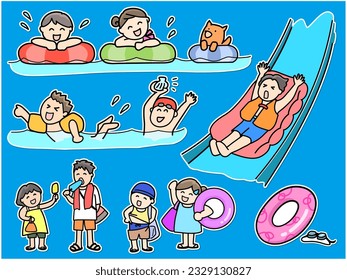 Niños jugando en el agua Estilo variado de pegatinas