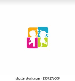 Children play,Playgroup, preschool, kindergarten logo vector
