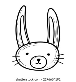Children plush toy hare. Isolated cute doodle illustration.