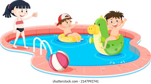 Children Pool On White Background Illustration Stock Vector (Royalty ...