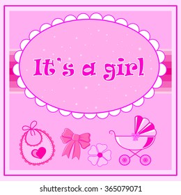 children postcard for a girl at birth