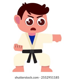 Children practice karate vector in flat design