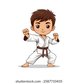 children are practicing karate vector illustration