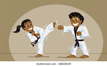 Children practicing martial arts 