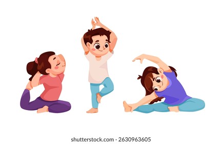 Children are Practicing Various Yoga Poses to Enhance Their Flexibility and Improve Balance
