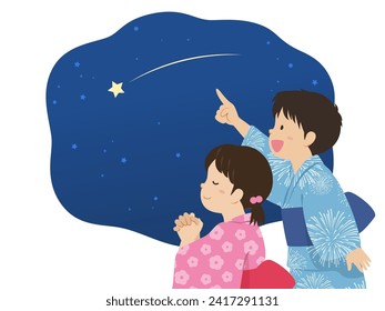 Children praying to a shooting star