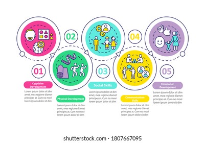 Children preschool education tasks vector infographic template. Presentation design elements. Data visualization with 5 steps. Process timeline chart. Workflow layout with linear icons