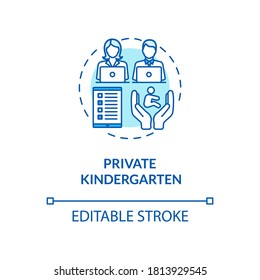 Children private kindergarten concept icon. Preschool curriculum and counselor. Early childhood education idea thin line illustration. Vector isolated outline RGB color drawing. Editable stroke