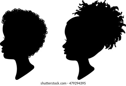 Children Profile Silhouettes - Vector Illustration