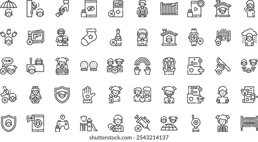 Iconos de protección de niños Iconos de vectores de alta calidad Colección con trazo editable. Ideal para Profesional y Proyectos Creativos.