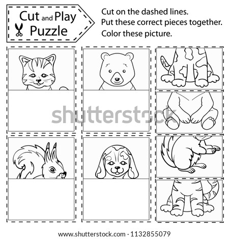 Children Puzzle Game Kids Worksheets Puzzle Stock Vector ... Children Puzzle Game Kids Worksheets Puzzle Stock Vector ...