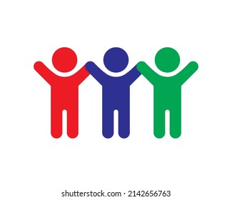 Children Raise Hands Icon Vector. Diversity Sign Symbol