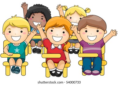 Children raising their Hands - Vector