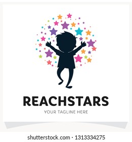 Children Reach Star Logo Design Template Inspiration