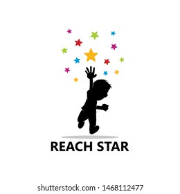 Children Reach Star Logo Template Design Vector, Emblem, Design Concept, Creative Symbol, Icon