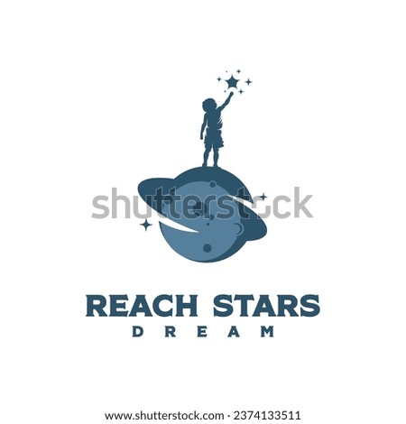 children reach star logo template design vector