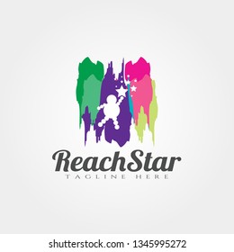 Children Reach star vector logo design,dream kids