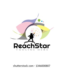 Children Reach star vector logo design,dream kids