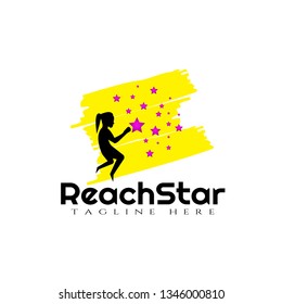 Children Reach star vector logo design,dream kids