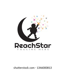 Children Reach star vector logo design,dream kids