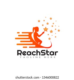 Children Reach star vector logo design,dream kids
