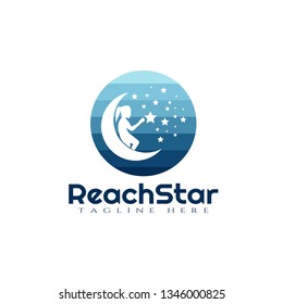 Children Reach star vector logo design,dream kids