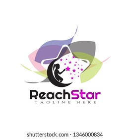 Children Reach star vector logo design,dream kids