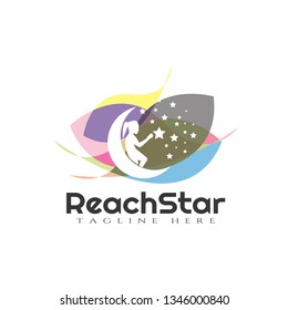 Children Reach star vector logo design,dream kids