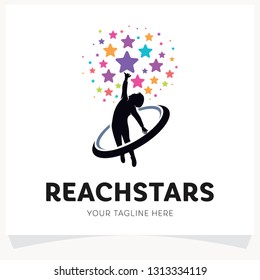 Children Reach Stars Logo Design Template Inspiration