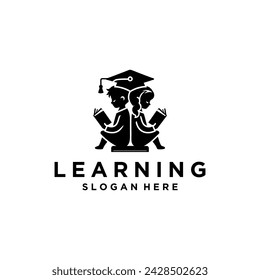children read book logo designs. Vector logo template