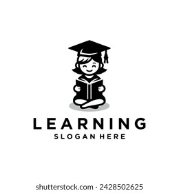 children read book logo designs. Vector logo template