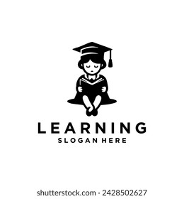 children read book logo designs. Vector logo template