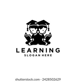 children read book logo designs. Vector logo template