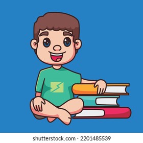 children reading a book. cartoon illustration isolated