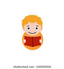 Children reading a book design template. reading book vector illustration.