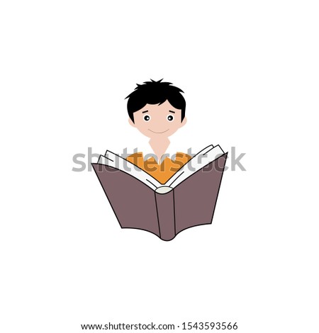 Children reading a book design template. reading book vector illustration.