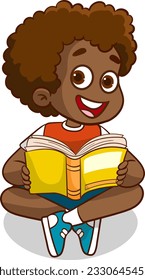 children reading book. kids studying with a book. Vector illustration