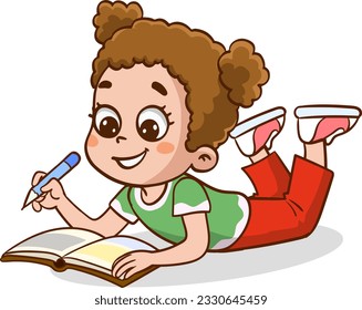 children reading book. kids studying with a book. Vector illustration