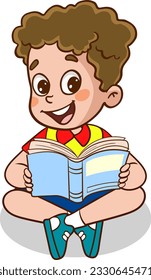 children reading book. kids studying with a book. Vector illustration