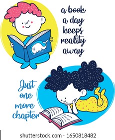 Children reading a book. Quotes