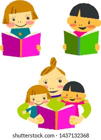 children reading book or studying