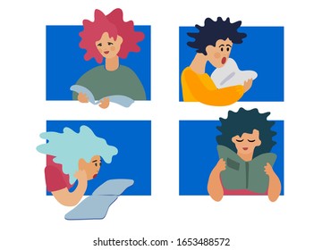 Niños leyendo libros. Conjunto de ilustraciones de sectores en estilo plano moderno. Concepto de aficionados a la literatura, concepto educativo. Concepto del Día Mundial del Libro