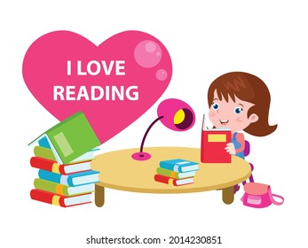 Children reading cartoon 2d vector concept for banner, website, illustration, landing page, flyer, etc.