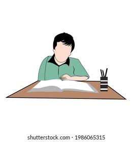 Un niño lee ilustraciones