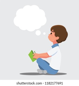 Children reading and imagination and the dreams of the future. .Vector illustration cartoon character.